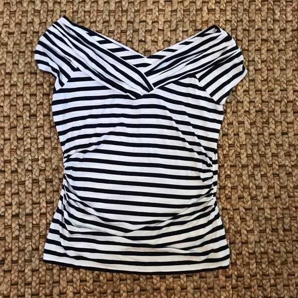 White House black market striped shirt w/ruching - Picture 1 of 3